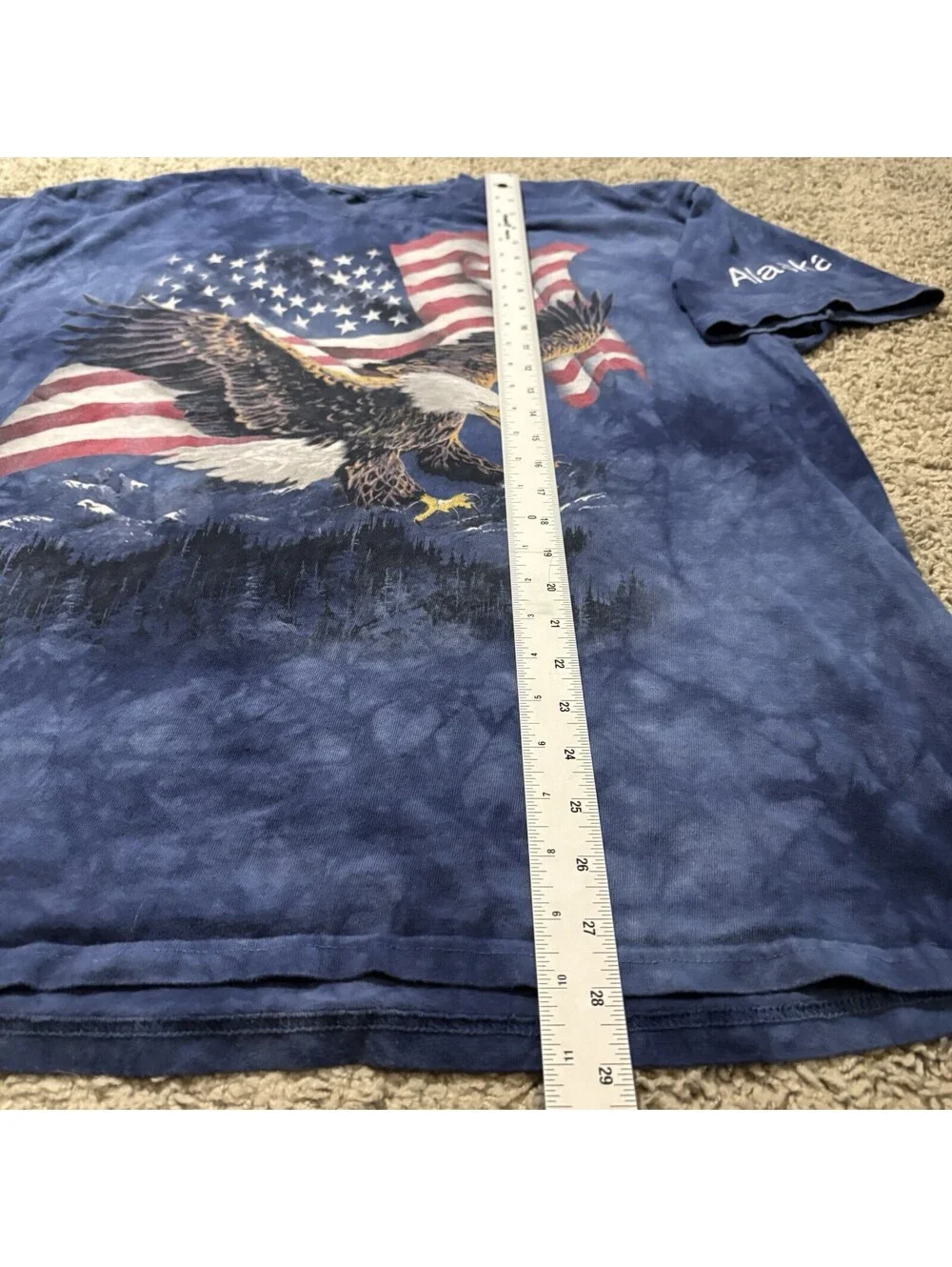 The Mountain Alaska Bald Eagle American Flag T Shirt Tie Dye Patriotic Men XL